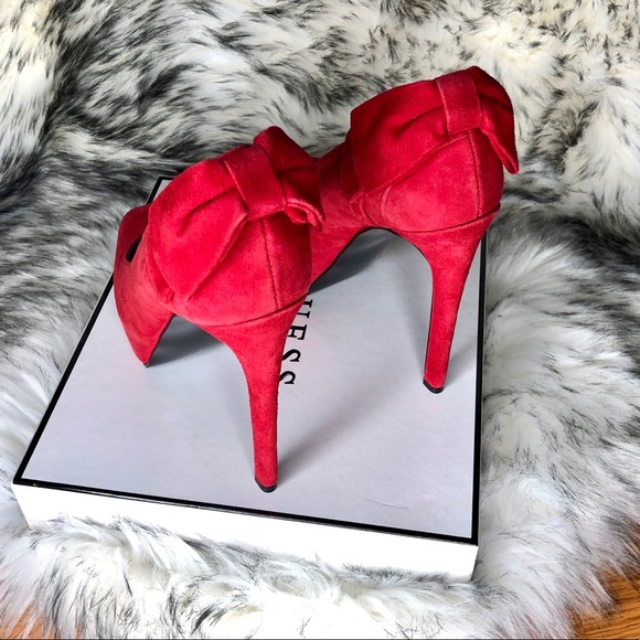 Guess Los Angeles Red Suede Heels - Picture 5 of 9